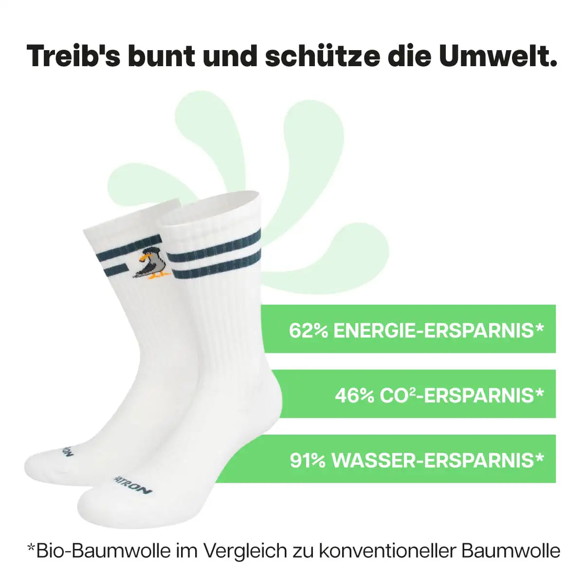 Nachhaltige weiße Sportsocken von PATRON SOCKS