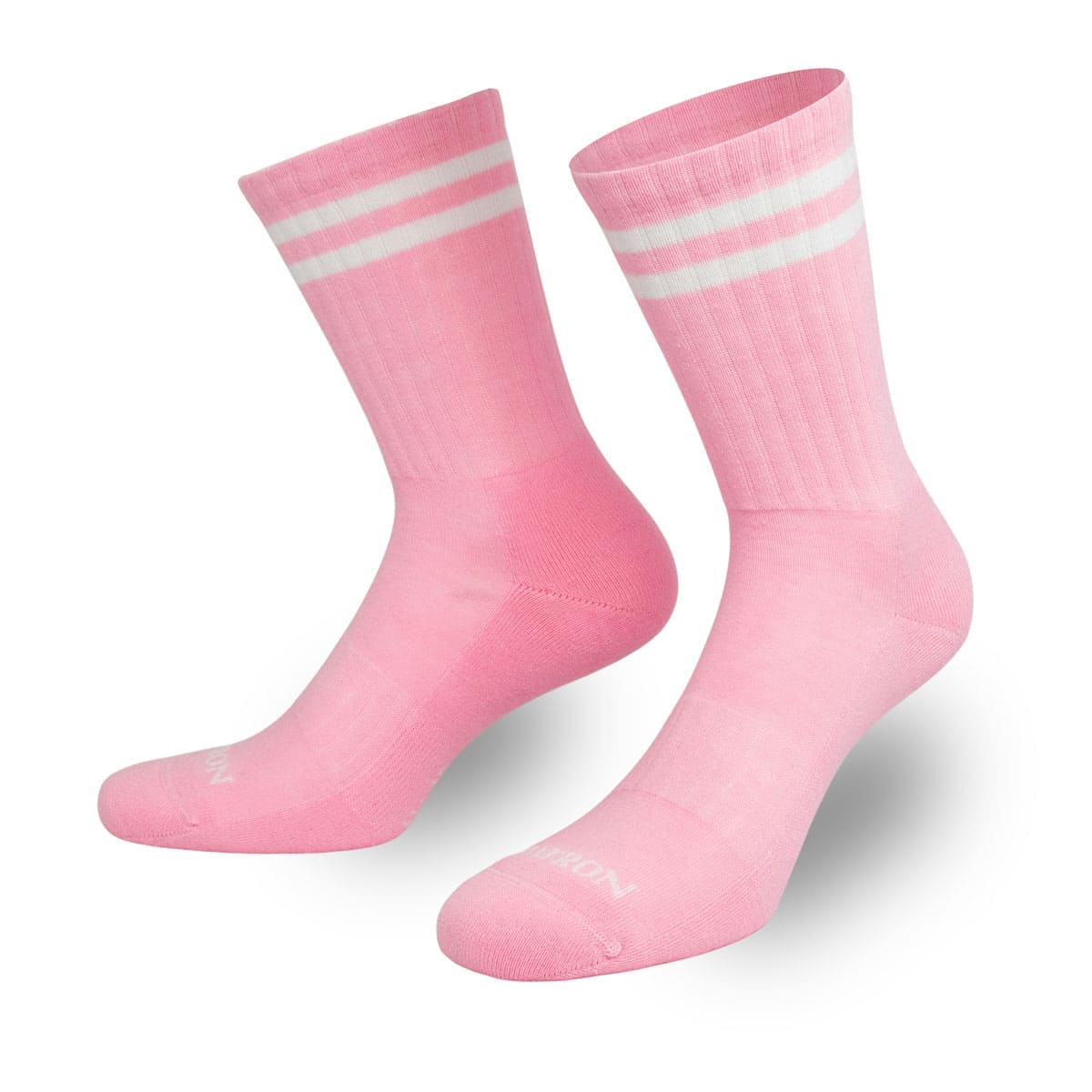 Schweißabsorbierende rosa Sportsocke mit zwei weißen Streifen von PATRON SOCKS