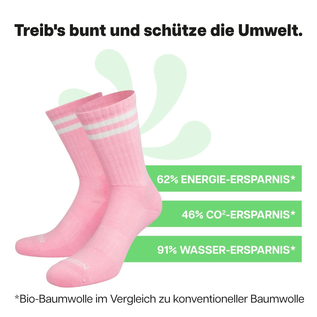 Nachhaltige rosa Sportsocken mit weißen Streifen von PATRON SOCKS