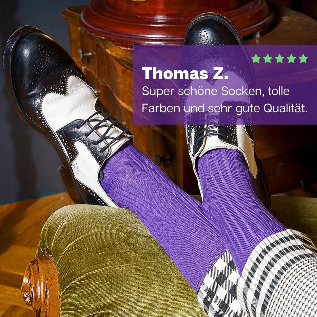 Lila Business Socken von PATRON SOCKS in Vintage Schuhen