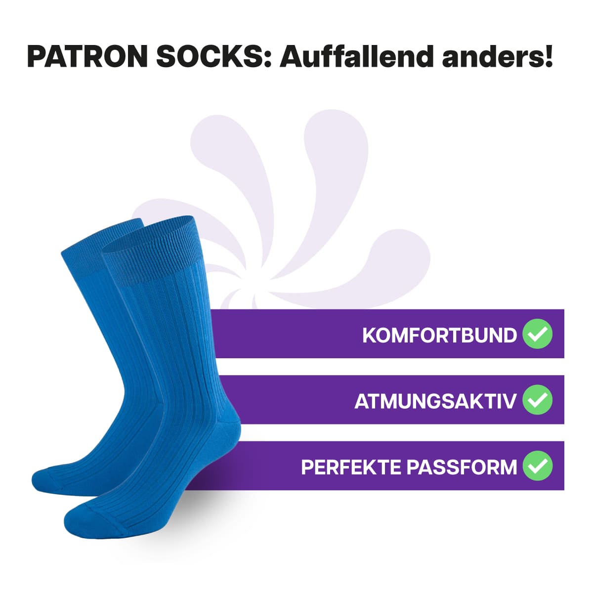 Hochwertige, türkise Luxus Business Socken von PATRON SOCKS mit Komfortbund. Sehr gute Passform!
