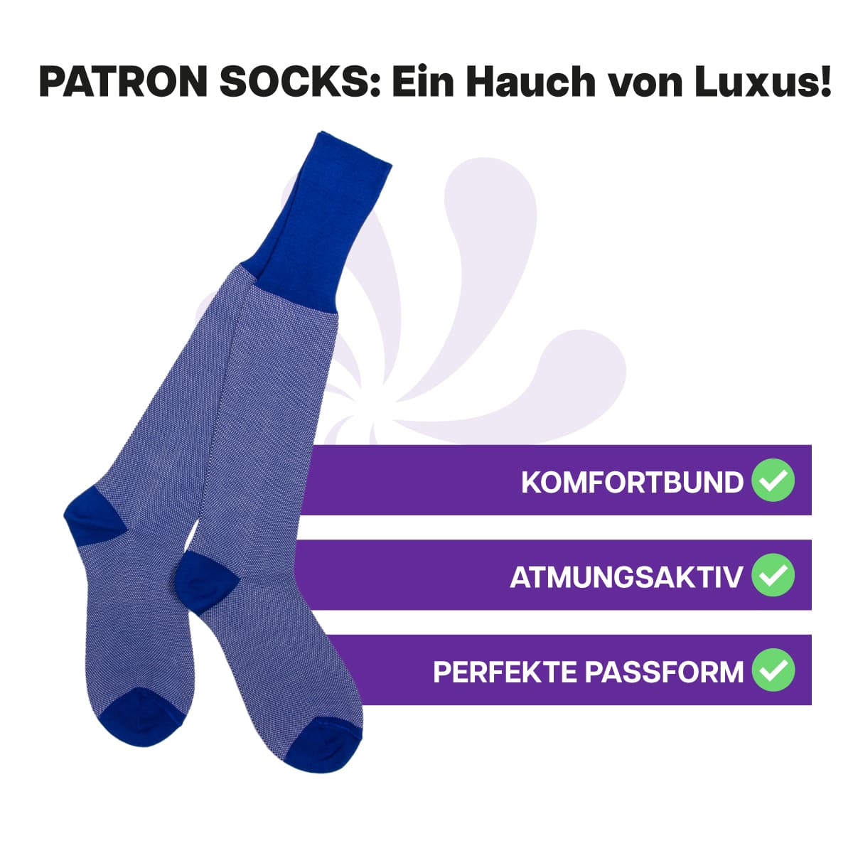 Hochwertige, blau-weiße Veedel Kniestrümpfe von PATRON SOCKS