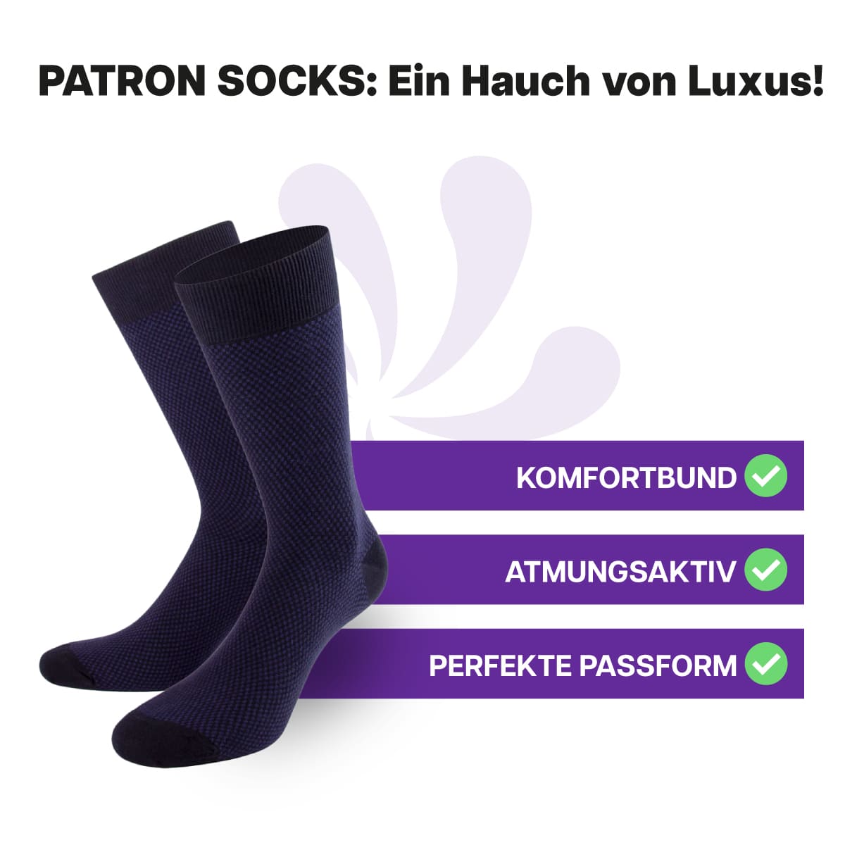 Erstklassige, königsblaue Herren Luxus Socken von PATRON SOCKS mit Komfortbund. Sehr gute Passform!